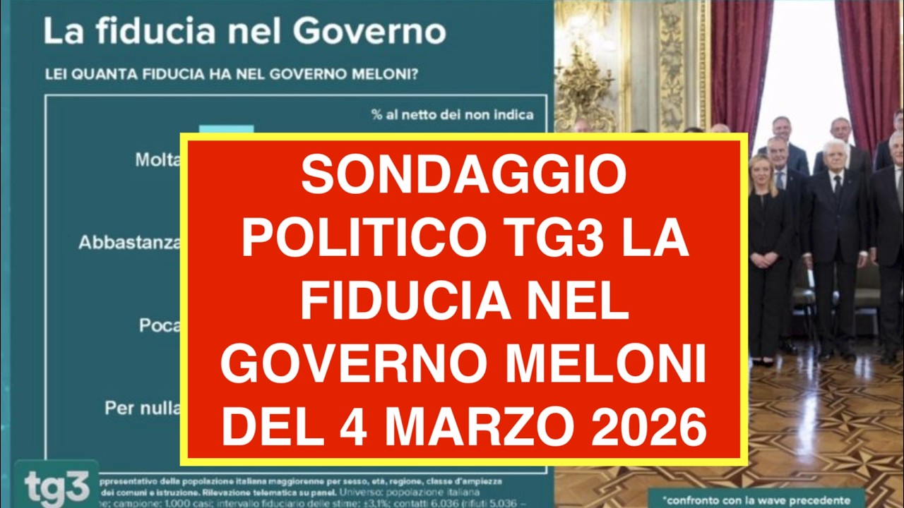 SONDAGGIO POLITICO TG3 LA FIDUCIA NEL GOVERNO MELONI DEL 4 MARZO 2026