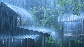 (No Ads) Fall Asleep in Minutes ⛈️ Heavy Rain & Powerful Thunder on a Metal Roof