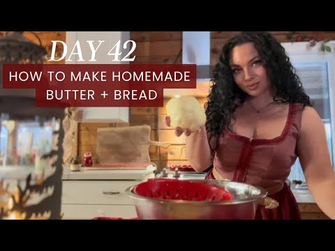 Day 43: How To Make Homemade Butter + Bread ! The really EASY way! 