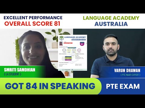 Smriti scored 8 Each in PTE | 84 in Speaking | Online Classes | Language Academy PTE NAATI