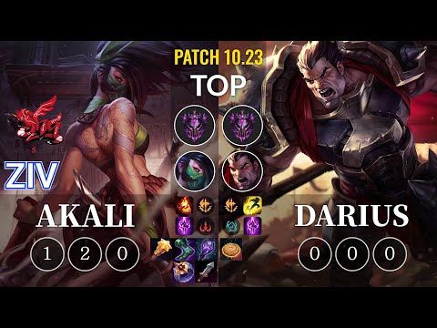 ahq Ziv Akali vs Darius Top - KR Patch 10.23