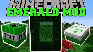 Minecraft: EMERALD MOD (NEW DIMENSION, EXPLOSIVES, WEAPONS, ITEMS, & MORE!) Mod Showcase