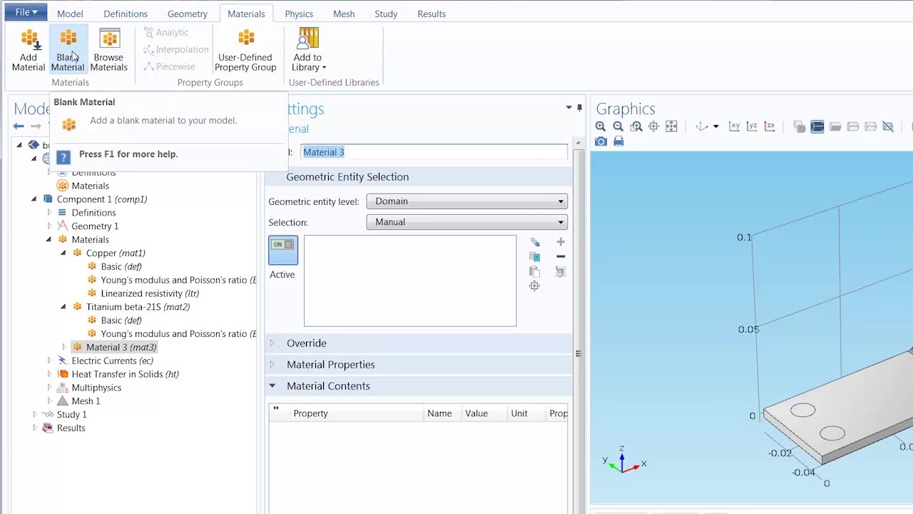 How to Define a New Material in COMSOL Multiphysics