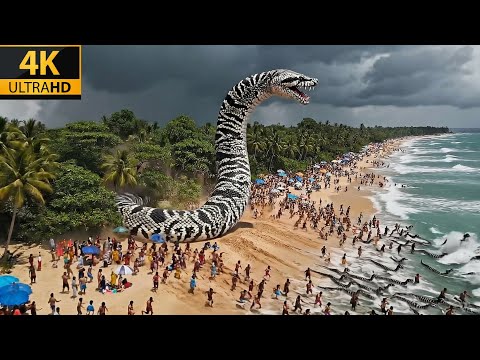 Beach Turns Into Monster War | Gorilla vs Hybrid Anoconda Snake 