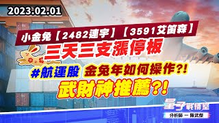 小金兔【2482連宇】【3591艾笛森】三天三支漲停板。#航運股 金兔年如何操作?! 武財神推薦?! (圖)