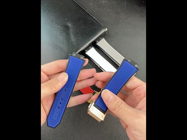 Vídeo relacionado con MCXGL Correa de goma de repuesto de 25 mm x 19 mm, compatible con Hublot Big Bang, correa de reloj de silicona, impermeable, pulsera de textura lineal, 25mm