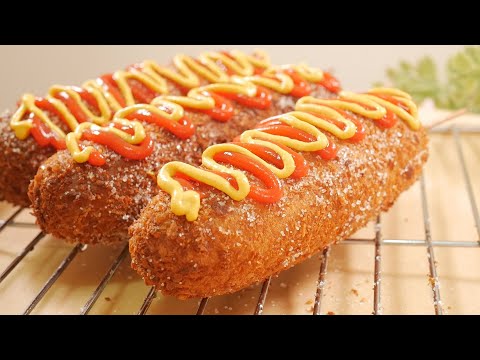 Cheese Corn Dog Recipe [Korean Street Food] Korean Hot Dog, *No Yeast, No Knead*