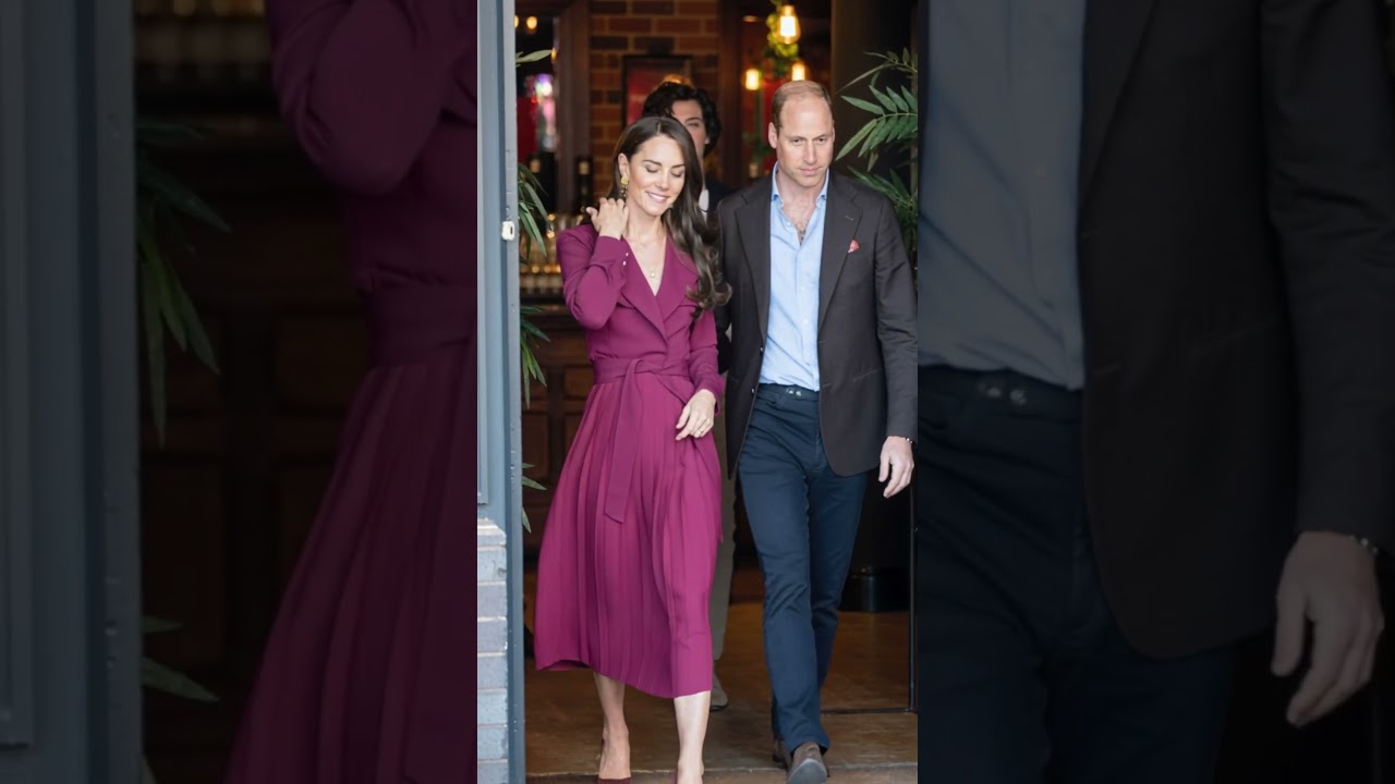 Kate Middleton Stuns in a Burgundy Dress as Prince William Joins Her