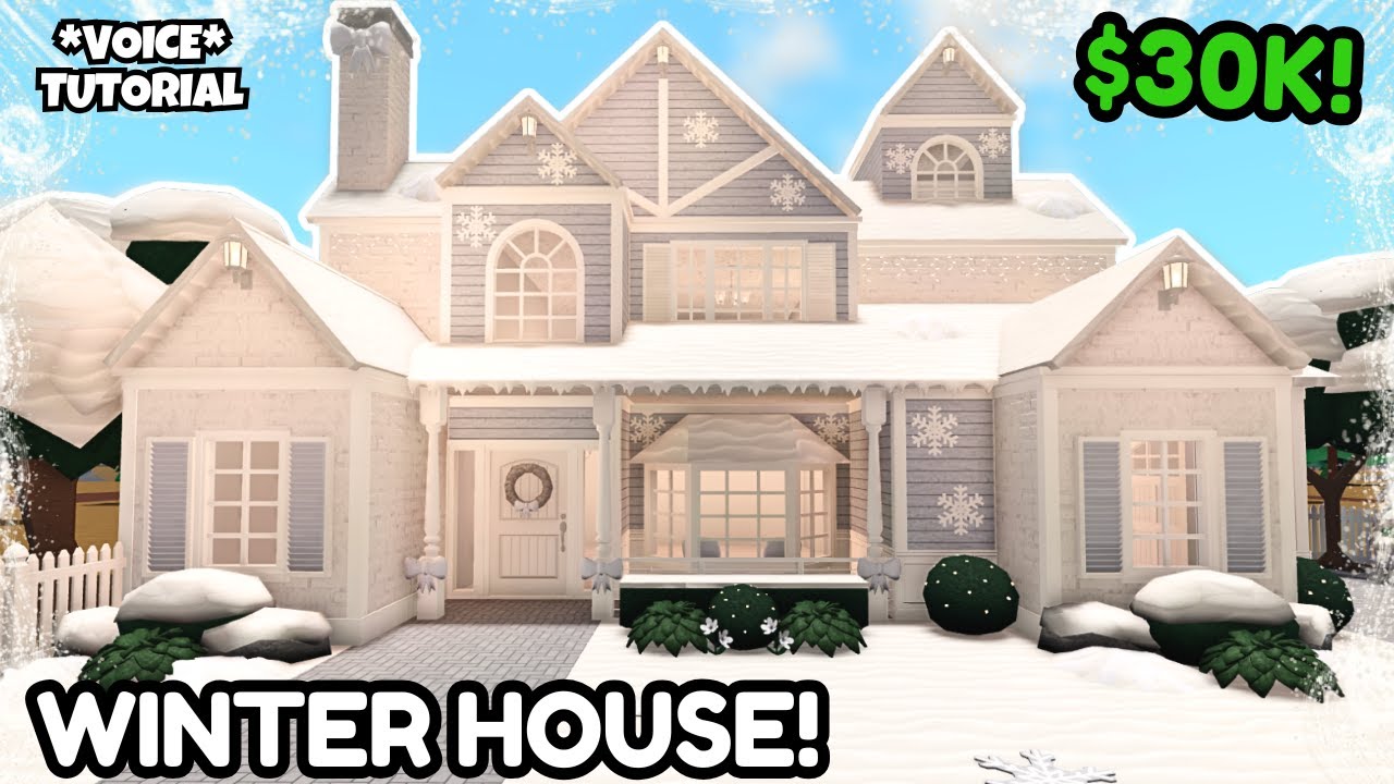 Aesthetic Bloxburg WINTER House Build: 2 Story Tutorial *VOICE*