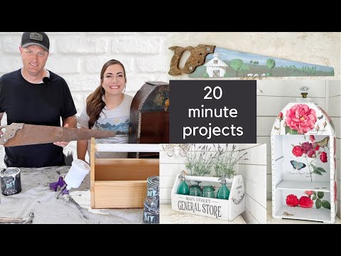 20 Minute Thrift Flips Using NEW IOD Transfers and JRV Stencils Plus Trash To Treasure Painting!