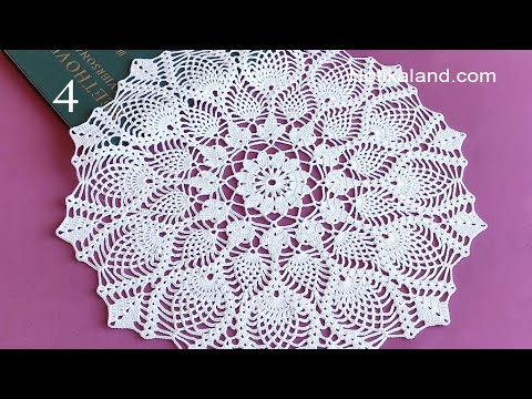 Crochet Doily How to crochet pineapple doily Part 4, 12  - 14 round