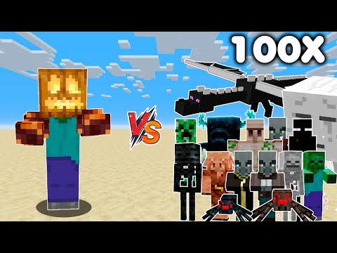 Zombin vs All Mobs in Minecraft 100x - All Mobs vs Zombin (Rexy's Expansion) Mob Battle 1.19