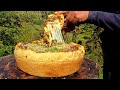 Deep Dish Pizza Cooked In The Forest ULTIMATE Cheese Pull