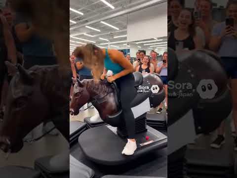 Unexpected Rodeo in the Fitness Gym! Machine Goes Berserk and Everyone Loses It 😂