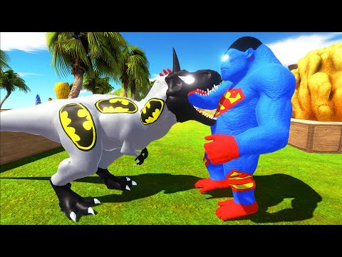 BATMAN T-REX vs SUPERMAN GORO DEATH RUN JUNGLE - Animal Revolt Battle Simulator
