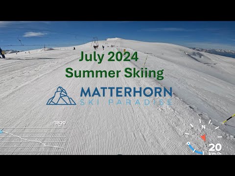 Matterhorn glacier paradise summer skiing, early July 2024, piste 85 88 80 73, 3800-2900m, 7.2km run