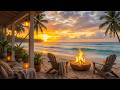 Summer Beach Sunset Campfire Escape 🌴🔥 Relaxing Ocean Waves & Nature Sounds for Sleep