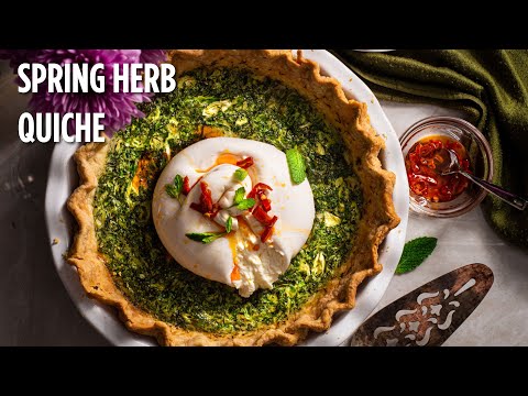 Spring Herb Quiche with Burrata