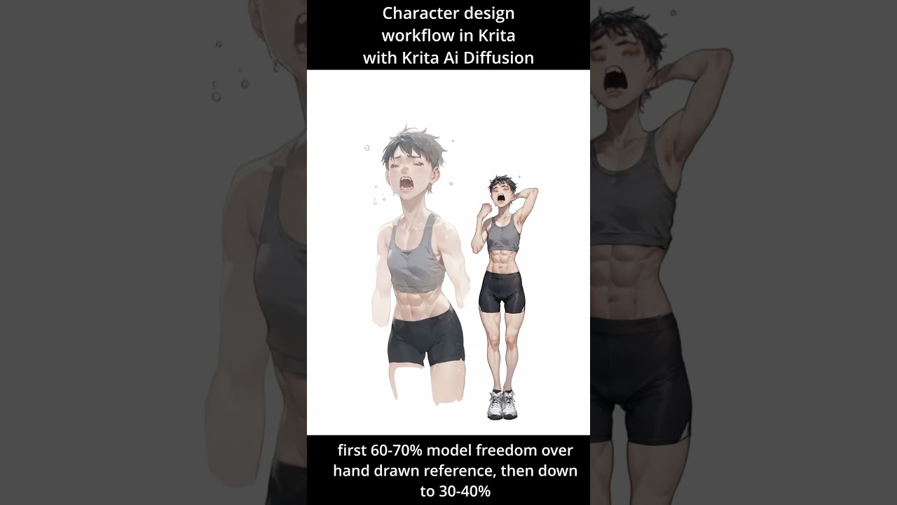 Using Krita with Stable Diffusion to design characters #stablediffusion #aiart #anime #waifu