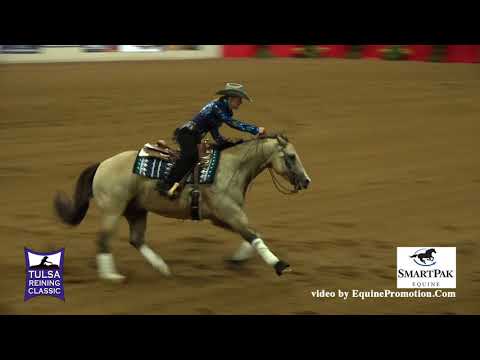 Slideomatic Spook ridden by Gina Maria Schumacher  - 2018 Tulsa Reining Classic (NP Derby)