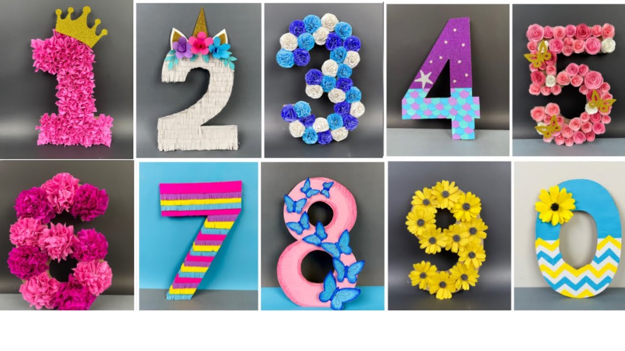 How to make 3D 0 to 9 Decorative Numbers for kids party celebration