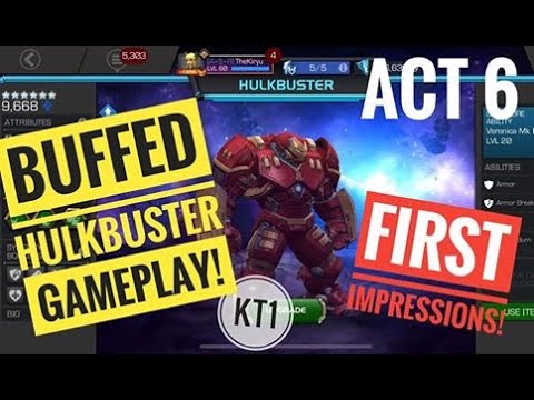 Buffed 6* Awakened HULKBUSTER Gameplay In Act 6! First Impressions! Full Path Clear!