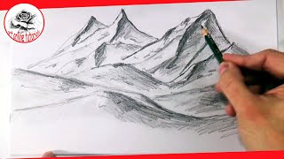 How to draw realistic mountains with pencil, step by step and easy : Drawing The Easy Way