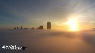 Drone Above the Fog - Downtown Dallas Sunrise