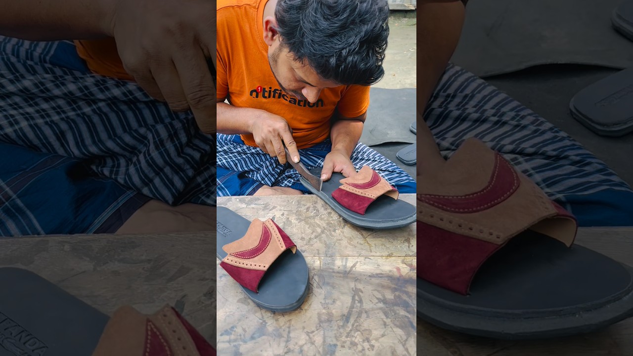 I made these beautiful shoes at home using leather. #cuttingskills #leathercomplex