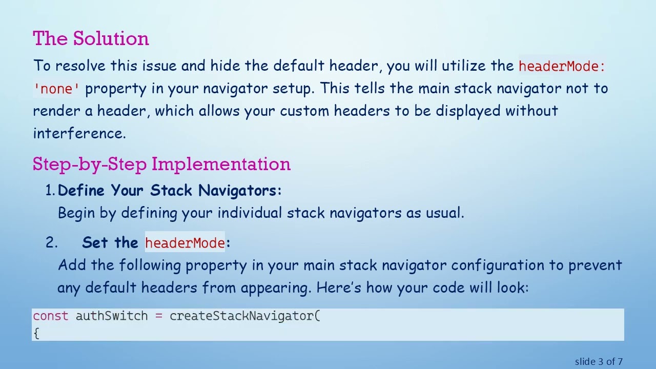 How to Hide the Header in Your Main Stack Navigator in React Navigation