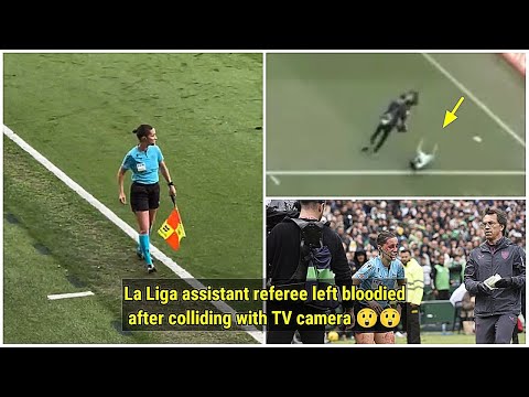The moment the assistant referee collided with the TV camera during Real Betis vs Athletic Bilbao 😱
