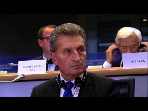 Julia Reda befragt Kommissar Oettinger