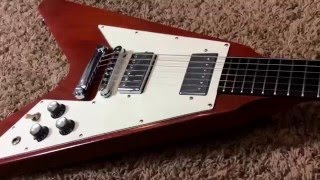 Video thumbnail for Trogly's Guitars: 2002 Gibson Flying V Faded Cherry Crescent Moon Ebony Fretboard by The Trogly's Guitar Show