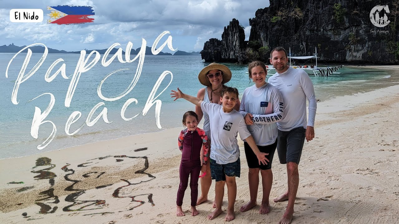 Join a family on a visit to Papaya Beach.
