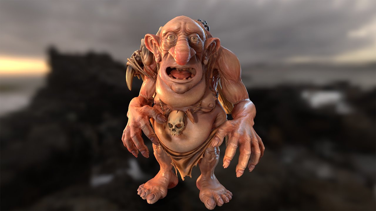 Maya 中的 Troll Unreal Unity 20 动画装备 3D 模型