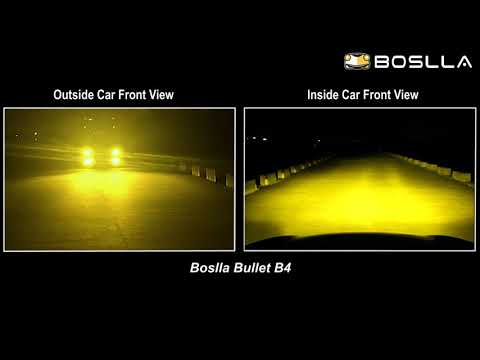 Boslla B4 3 Colors 4 Modes LED Headlight Bulbs | Inside & Outside Front View