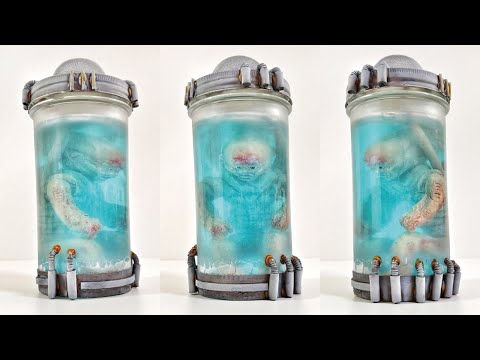 How to make the Frozen Alien in a jar. - Resin art / Polymer clay / Sculpture / Epoxy resin