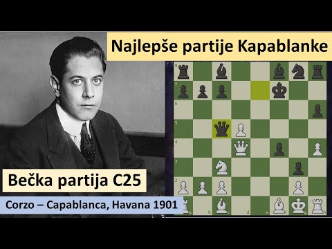 Bečka partija -  uzastopna žrtva figura dovodi do pobede - Corzo vs Capablanca, Havana 1901