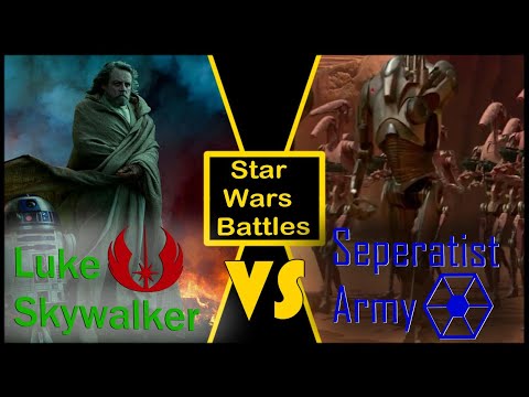 Luke vs Seperatist Battle Droids (200 B1+40 B2+4 Droideka) - Star Wars Battles | Canon Versus Series
