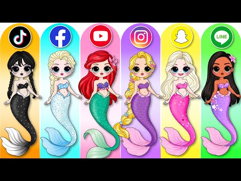 Social Media Fashion: Disney Princess Become Mermaid | DIY Paper Dolls & Craft