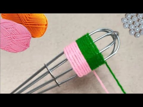 Super easy 3 Beautiful Hand Embroidery Flower making ideas with Hand Whisk and Woolen Yarn 
