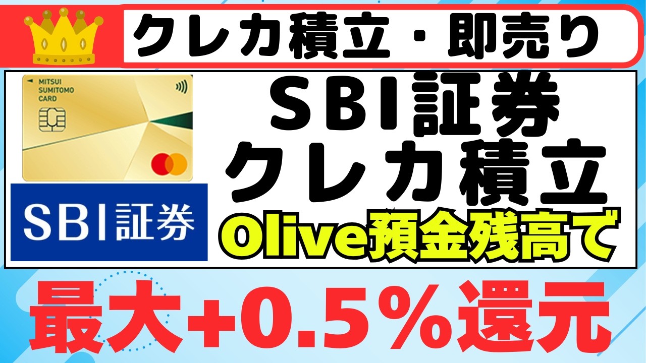 三井住友カード×SBI証券　クレカ積立　Olive預金残高で最大＋０．５％還元