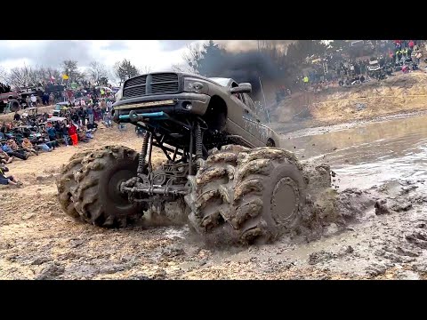 Mega Trucks Attempt Impossible Mud Pit