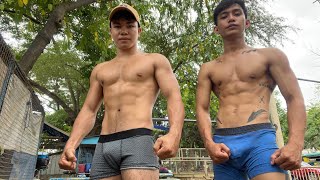 Teen Hard Workout & Muscle Flexing