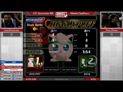 CFL Smackdown 186 Melee - Liquid | Hungrybox (Puff) vs Spiral | Krudo (Sheik) - Winners Semis