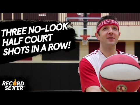 3 Straight No-Look Half Court Shots! Jason Gibbons' Basketball World Record! NCAA NBA