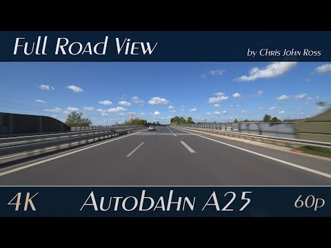 Autobahn (A25), Germany: Escheburg - HH-Curslack - HH-Bergedorf - HH-Neuallermöhe-West - 4K Ultra HD