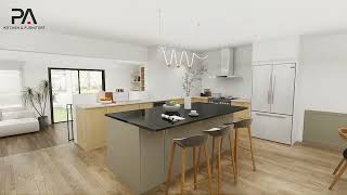 Modern Elegance Grey and Wood Two Tone Shaker Kitchen with Island Cabinets