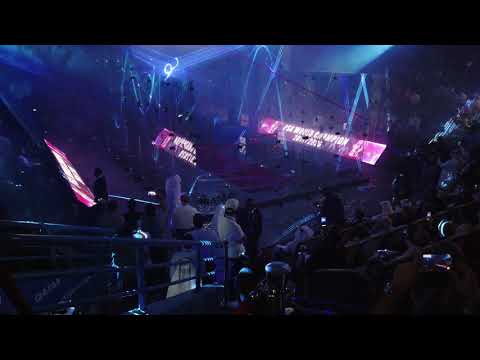 laser and fireworks at the PSA World Championship in Qatar