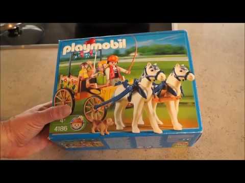 Playmobil Reiterhof Pferdekutsche 4186 deutsch Zweispanner Pferde Unboxing Erster Eindruck